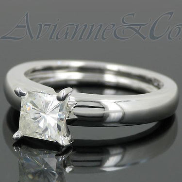 14K White Solid Gold Diamond Solitaire Engagement Ring 0.95 Ctw